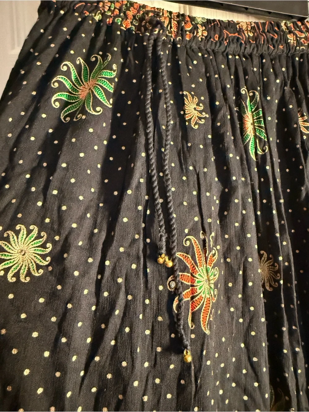 Boho Long Skirt Sequin Sparkly Accent Beading Embroidery Coastal Grandmacore NWT